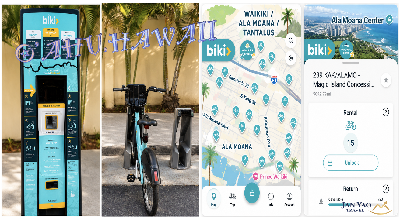Biki Bike Share 共享單車租借站與自行車及App地圖與租借站點查詢畫面